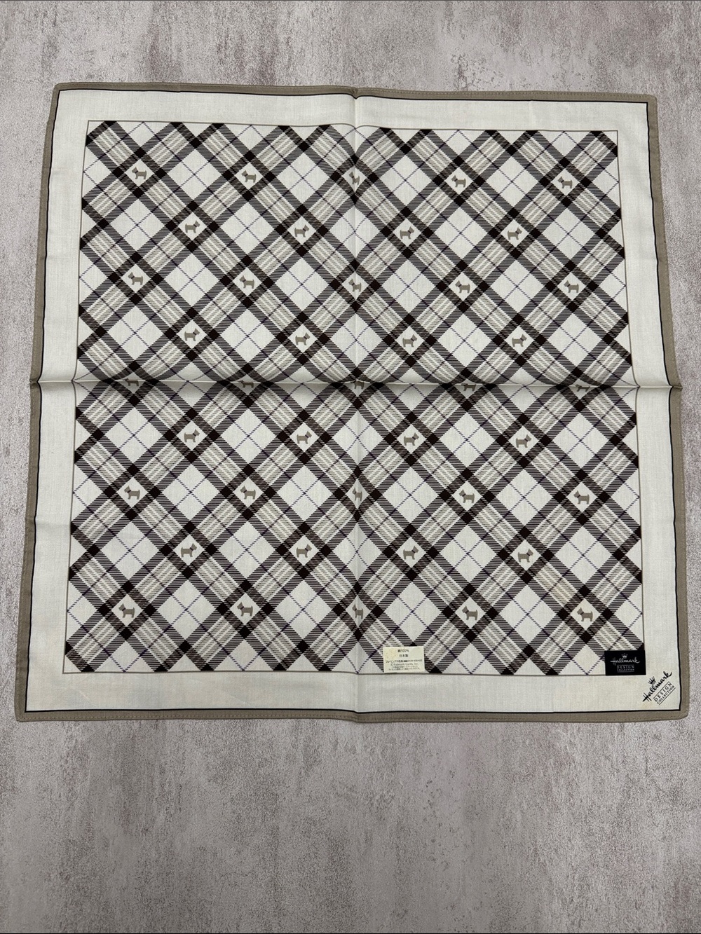 Hallmark Plaid Pocket Square - Brown & Cream